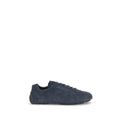 Prada Blue Calf Leather Bos Taurus Athletic Sneakers with white soles and sleek design, showcasing premium craftsmanship.