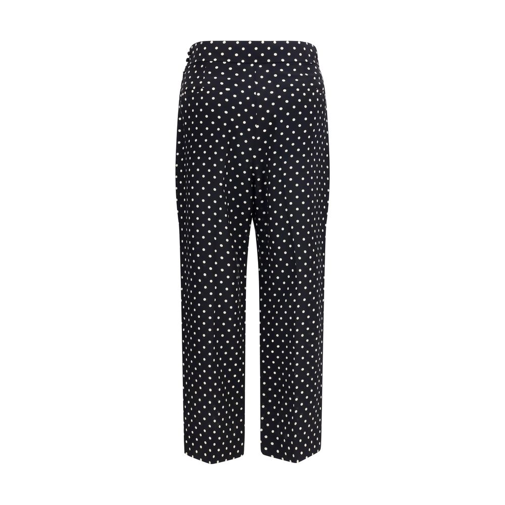 Black silk cropped pants by Valentino Garavani, tailored fit with a sleek, modern design and subtle waistband detail.