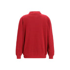 Miu Miu Bordeaux cotton sweatshirt featuring a relaxed fit and classic crew neckline, showcased on a plain background.