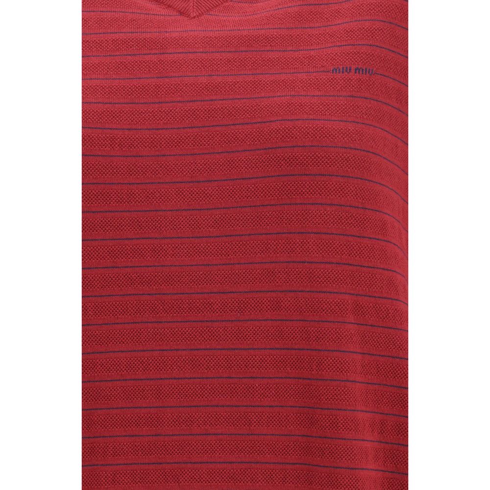 Miu Miu Bordeaux cotton sweatshirt with long sleeves and crew neck, casual and stylish for everyday wear.