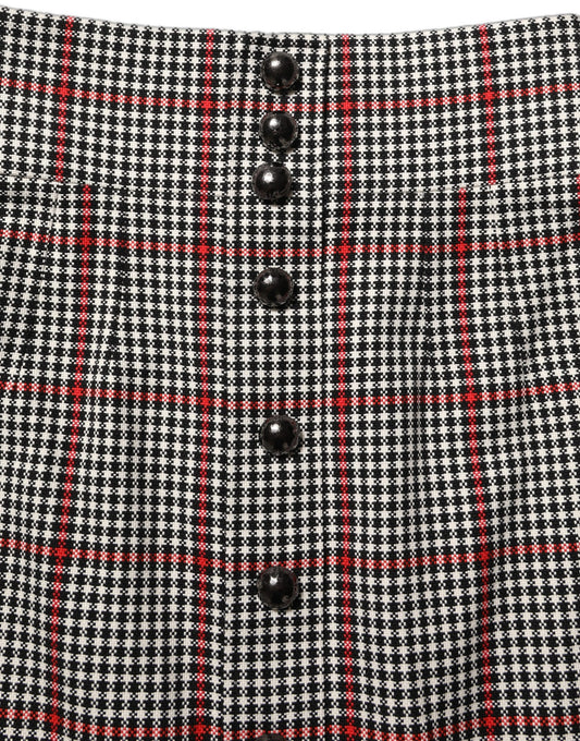 Dolce & Gabbana Gray Checkered High Waist A-line Mini Skirt Dolce & Gabbana
