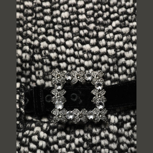 Dolce & Gabbana Black White Tweed High Waist Pleated Skirt Dolce & Gabbana