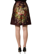 Dolce & Gabbana Burgundy Floral HighWaist A-line Mini Skirt Dolce & Gabbana