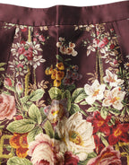 Dolce & Gabbana Burgundy Floral HighWaist A-line Mini Skirt Dolce & Gabbana