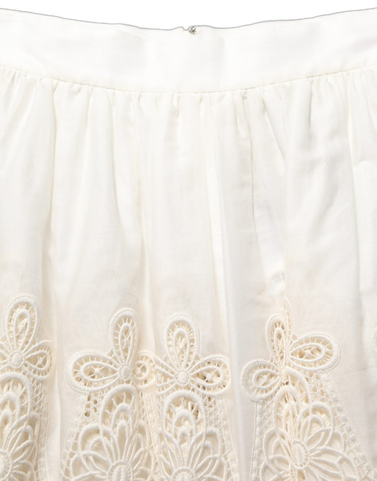Dolce & Gabbana White Floral Embroidered A-line Mini Skirt Dolce & Gabbana