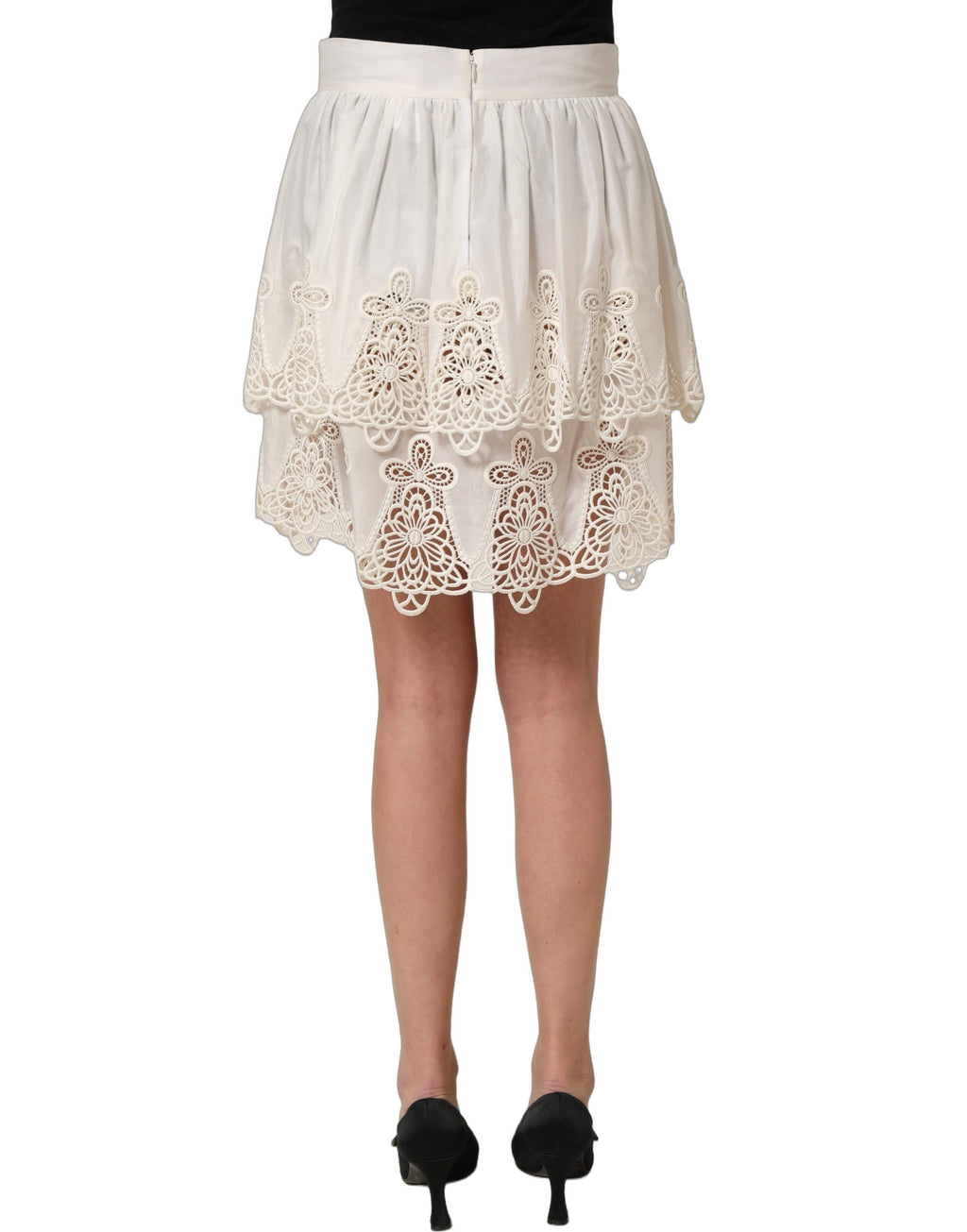 Dolce & Gabbana White Floral Embroidered A-line Mini Skirt Dolce & Gabbana