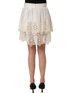 Dolce & Gabbana White Floral Embroidered A-line Mini Skirt Dolce & Gabbana