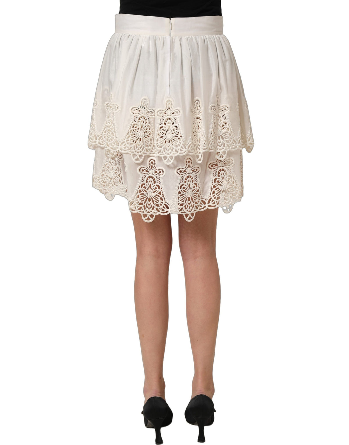 Dolce & Gabbana White Floral Embroidered A-line Mini Skirt Dolce & Gabbana