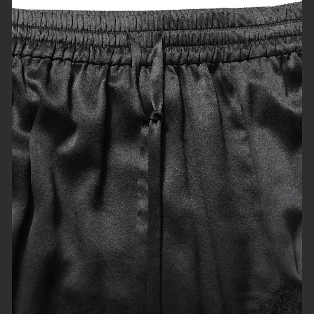 Dolce & Gabbana Black Lace Trimmed Satin Side Slit Skirt Dolce & Gabbana