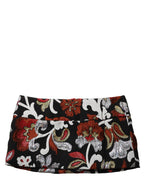 Dolce & Gabbana Black Floral Jacquard Mid Waist Mini Skirt Dolce & Gabbana