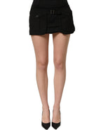 Dolce & Gabbana Black Cotton Mid Waist A-line Mini Skirt Dolce & Gabbana