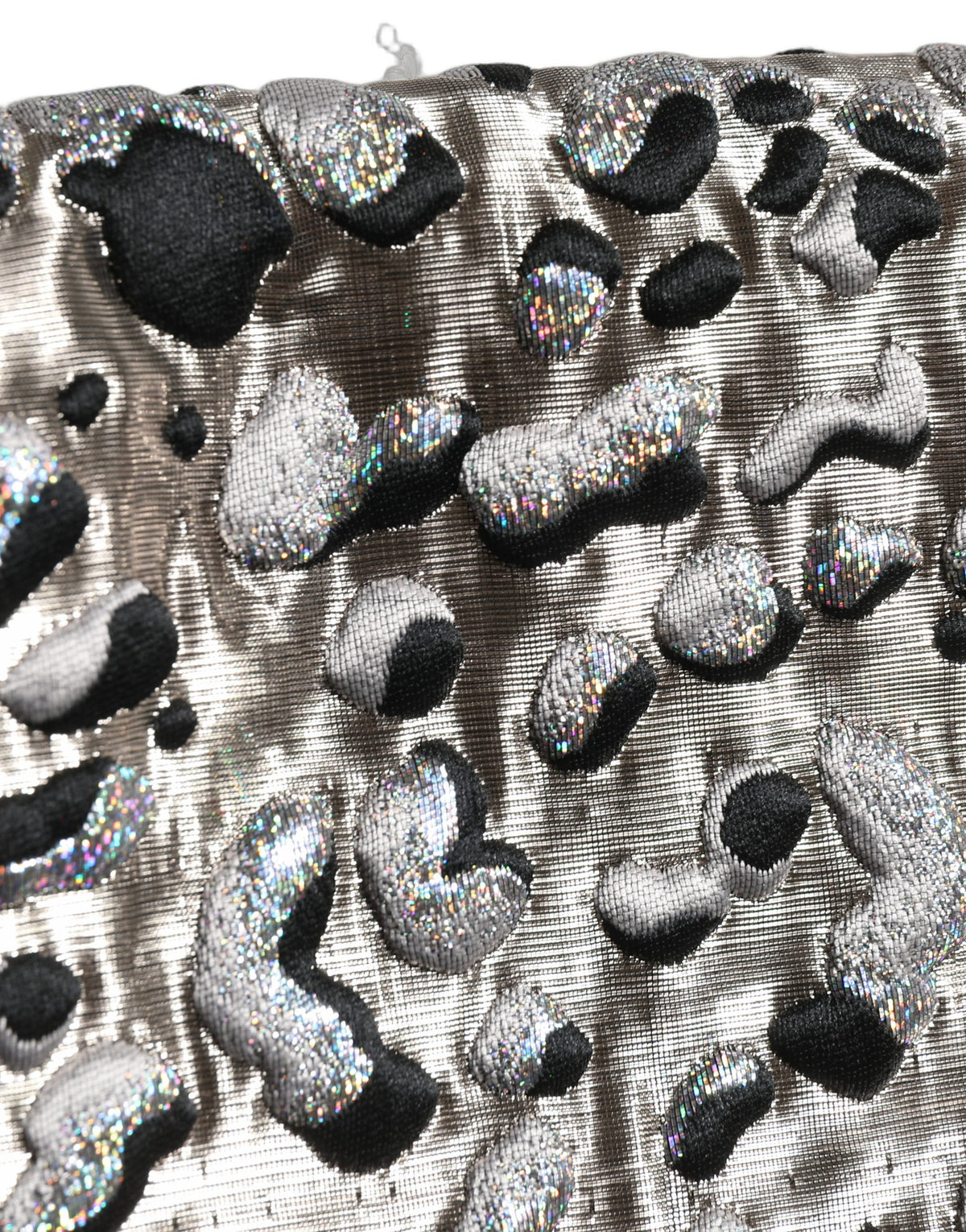 Dolce & Gabbana Silver Leopard Jacquard Mid Waist Mini Skirt Dolce & Gabbana