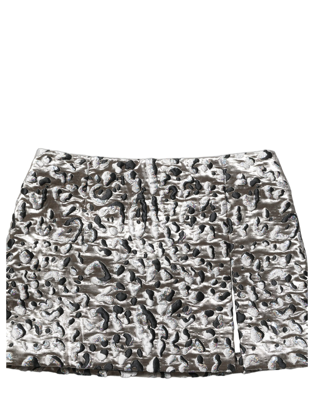Dolce & Gabbana Silver Leopard Jacquard Mid Waist Mini Skirt Dolce & Gabbana
