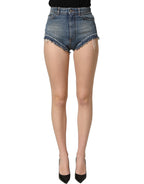Dolce & Gabbana Blue Cotton High Waist Denim Hotpants Shorts Dolce & Gabbana