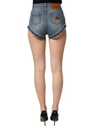 Dolce & Gabbana Blue Cotton High Waist Denim Hotpants Shorts Dolce & Gabbana