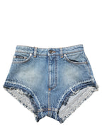 Dolce & Gabbana Blue Cotton High Waist Denim Hotpants Shorts Dolce & Gabbana