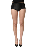 Dolce & Gabbana Black Low Waist Satin Culotte Hotpants Shorts - Eljoys Fashion 