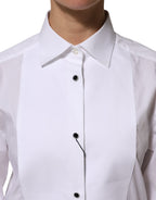 Dolce & Gabbana White Cotton Tuxedo Bib Long Sleeve Dress Shirt Dolce & Gabbana