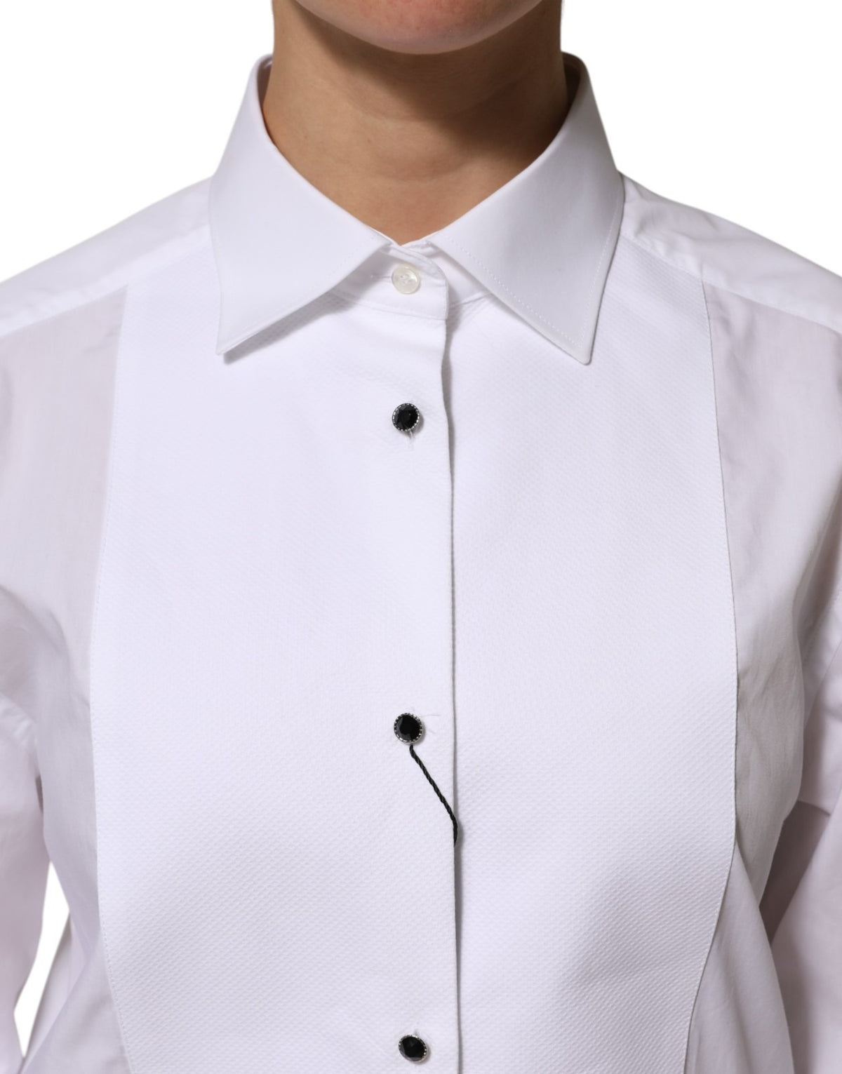 Dolce & Gabbana White Cotton Tuxedo Bib Long Sleeve Dress Shirt Dolce & Gabbana