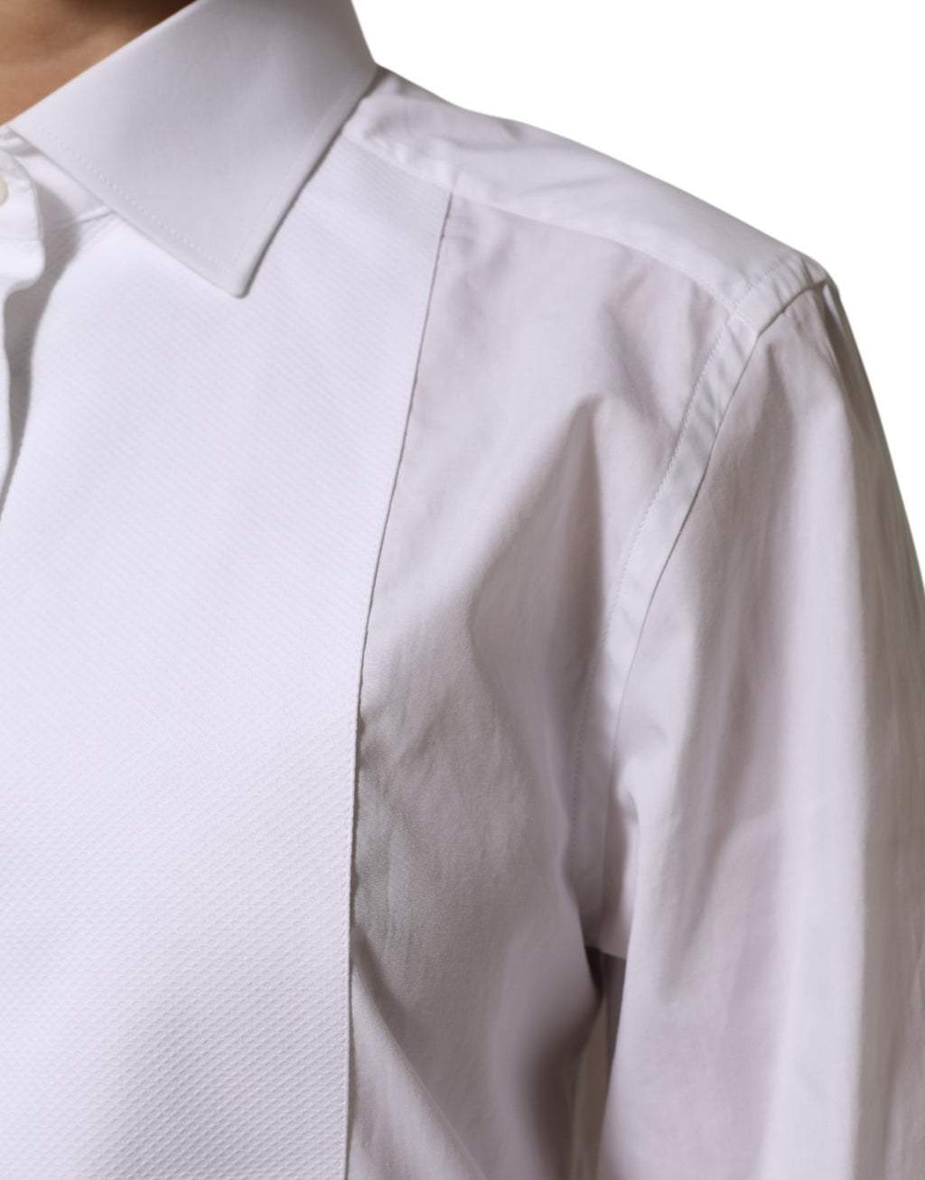 Dolce & Gabbana White Cotton Tuxedo Bib Long Sleeve Dress Shirt Dolce & Gabbana