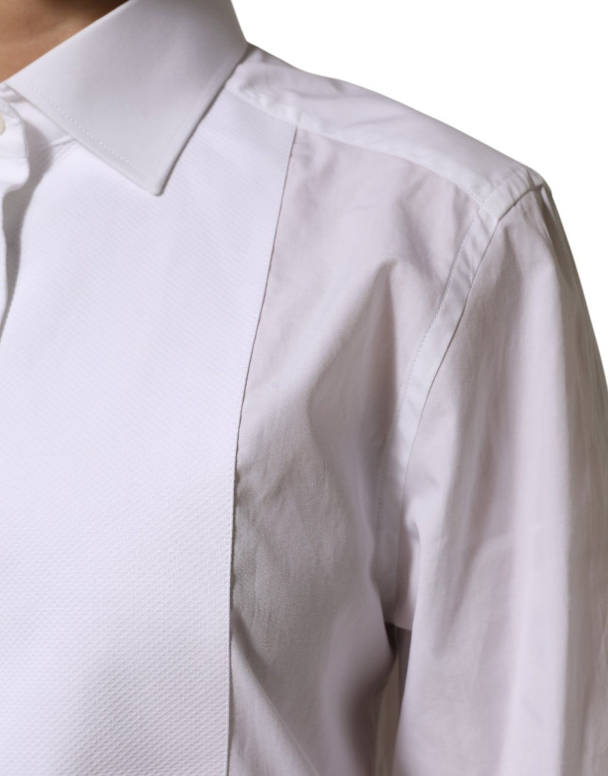 Dolce & Gabbana White Cotton Tuxedo Bib Long Sleeve Dress Shirt Dolce & Gabbana