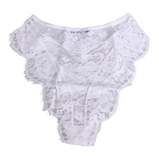 Dolce & Gabbana White Floral Lace Low Rise Panty Underwear Dolce & Gabbana