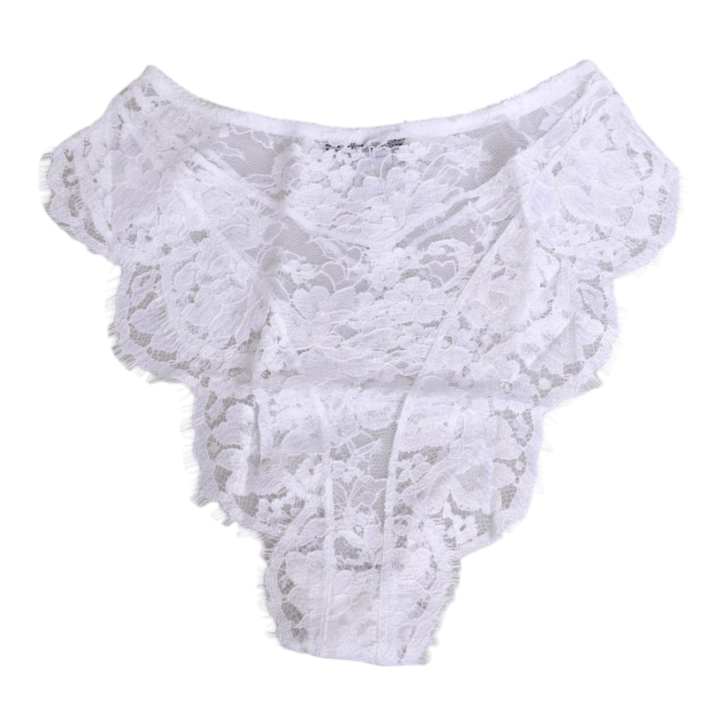 Dolce & Gabbana White Floral Lace Low Rise Panty Underwear Dolce & Gabbana