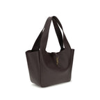 Saint Laurent brown calf leather Bos Taurus shoulder bag with sleek design and gold-tone hardware.