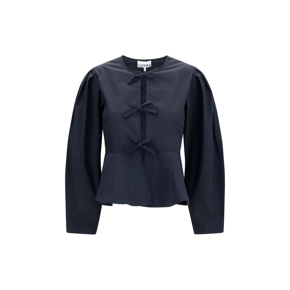 Ganni Black Cotton Blouse Ganni