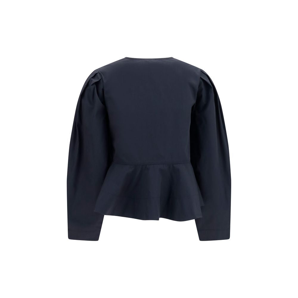 Ganni Black Cotton Blouse Ganni