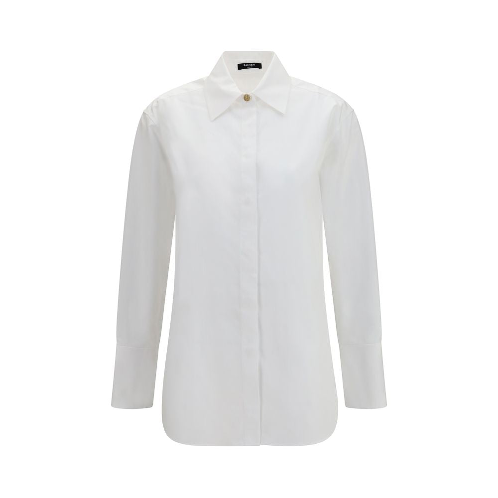 Balmain White Cotton Dress Shirt Balmain