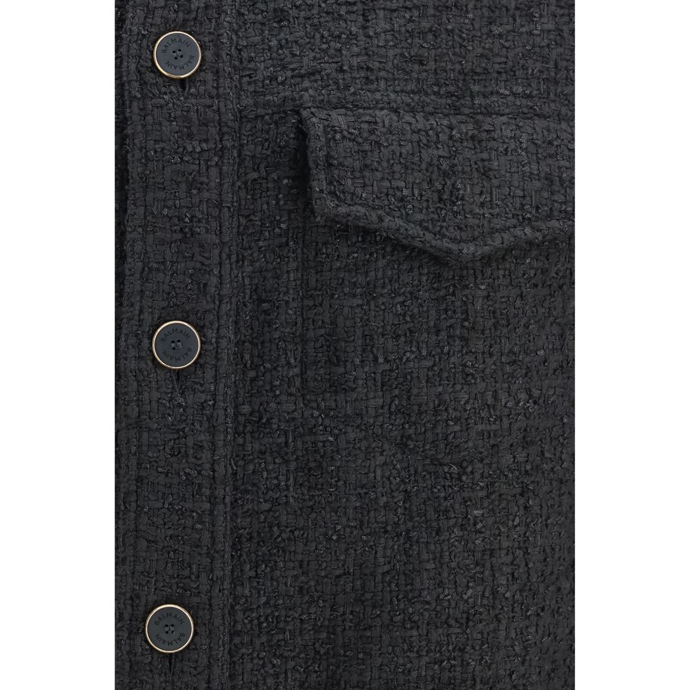 Balmain Black Cotton Full-Length Jacket Balmain