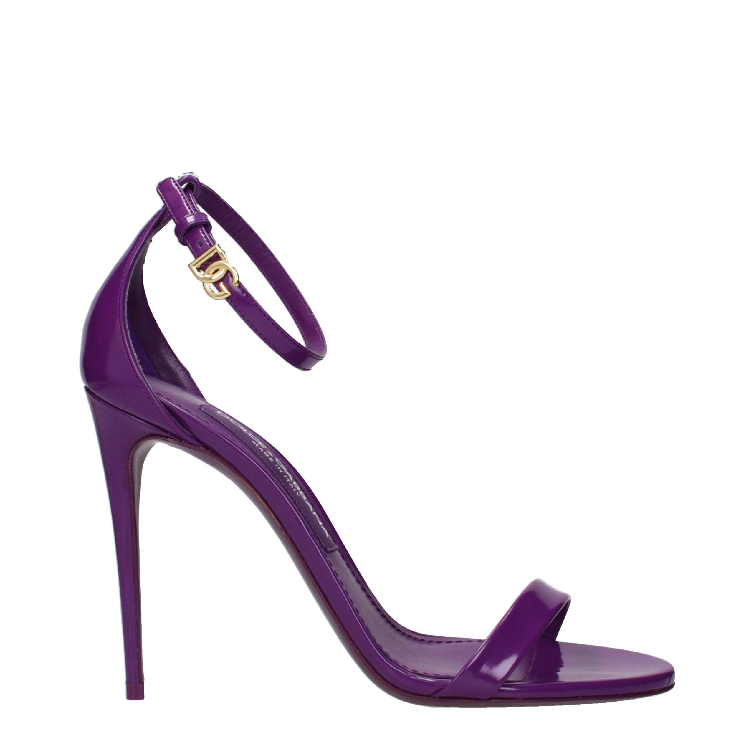 Dolce & Gabbana Purple Leather Stiletto Heel Sandals Dolce & Gabbana