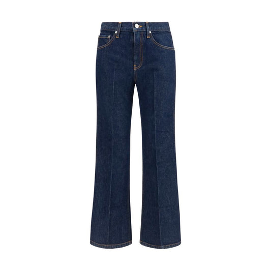 Khaite Blue Cotton Flared Jeans Khaite