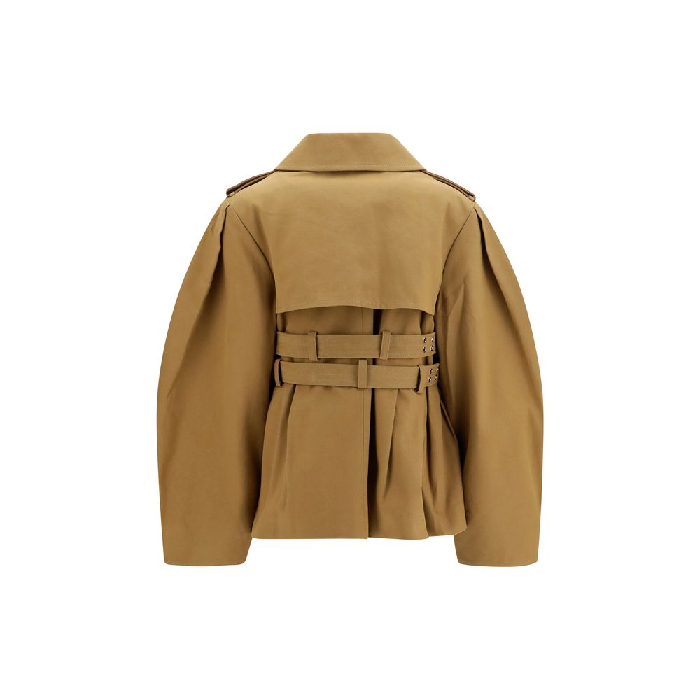 Ganni Beige Cotton Full-Length Jacket Ganni