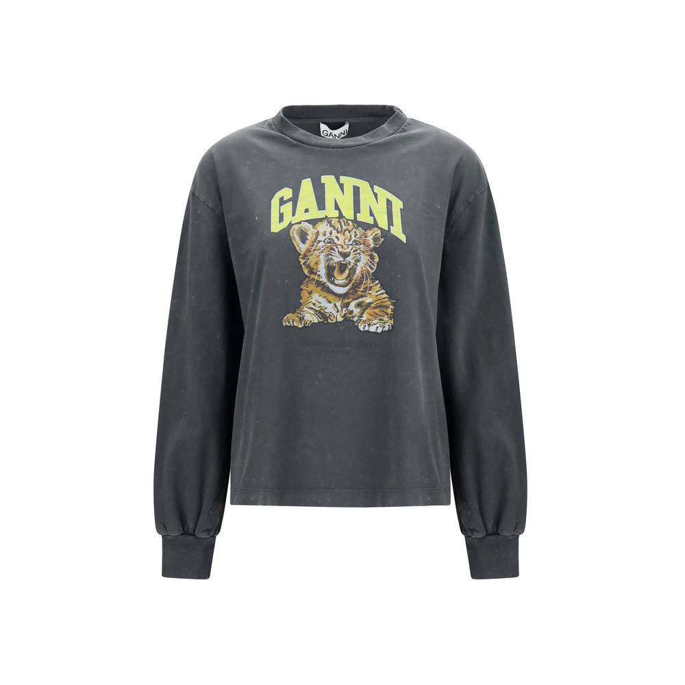 Ganni Gray Cotton Sweatshirt Ganni
