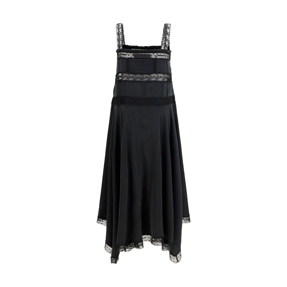 Ganni Black Silk Cocktail Dress Ganni
