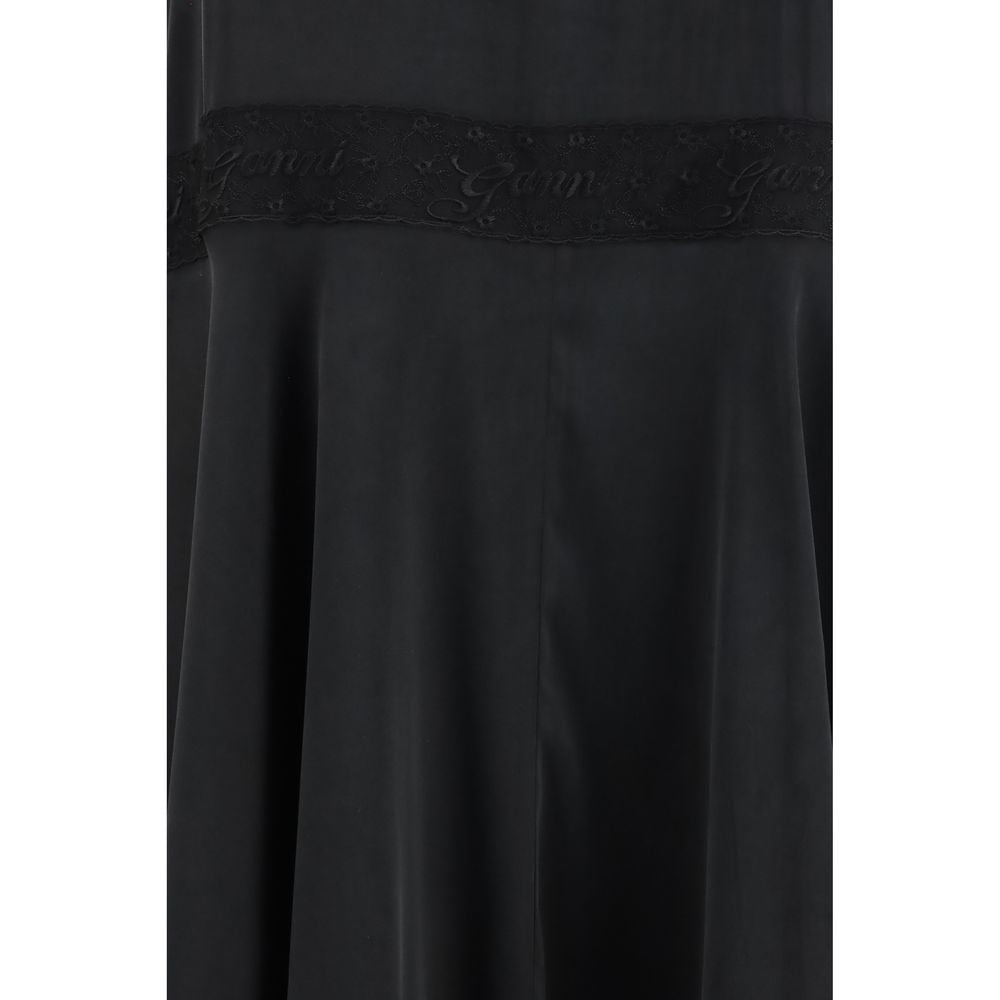 Ganni Black Silk Cocktail Dress Ganni