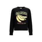 Ganni Black Cotton Sweatshirt Ganni