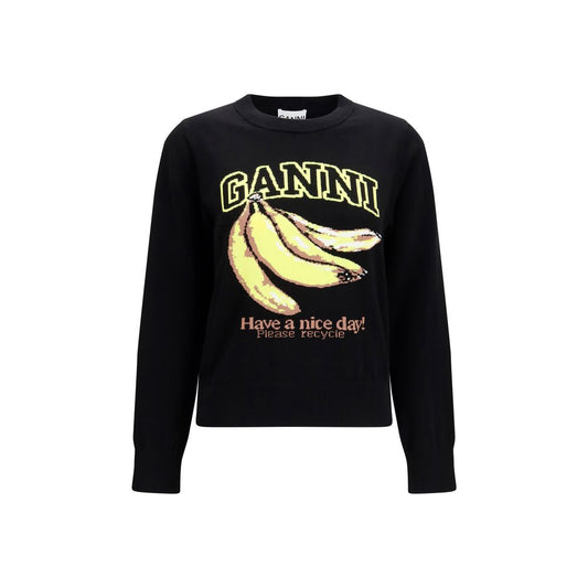 Ganni Black Cotton Sweatshirt Ganni