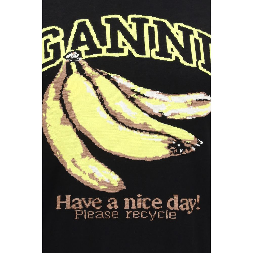 Ganni Black Cotton Sweatshirt Ganni