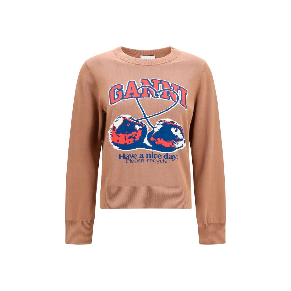 Ganni Beige Cotton Sweatshirt Ganni