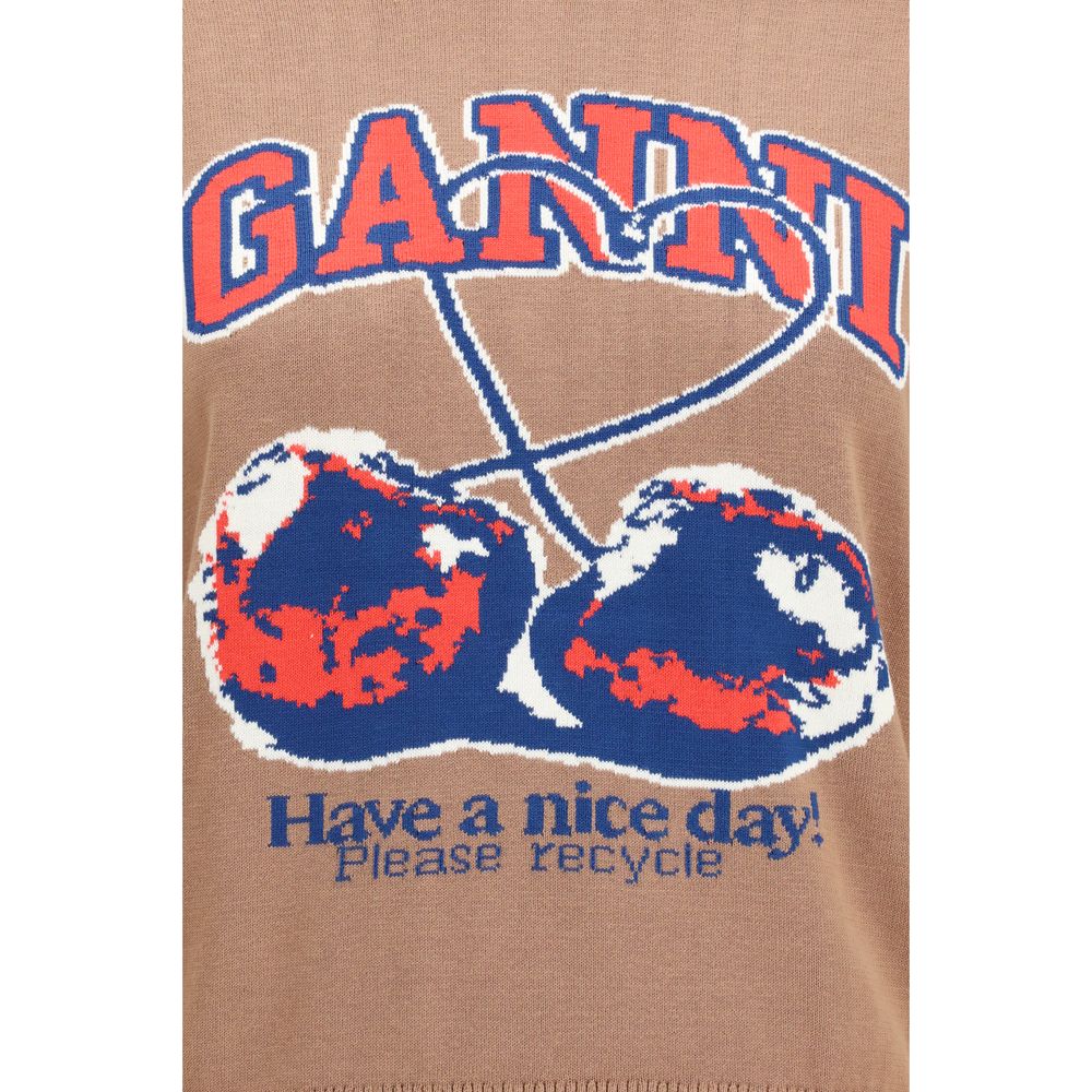 Ganni Beige Cotton Sweatshirt Ganni