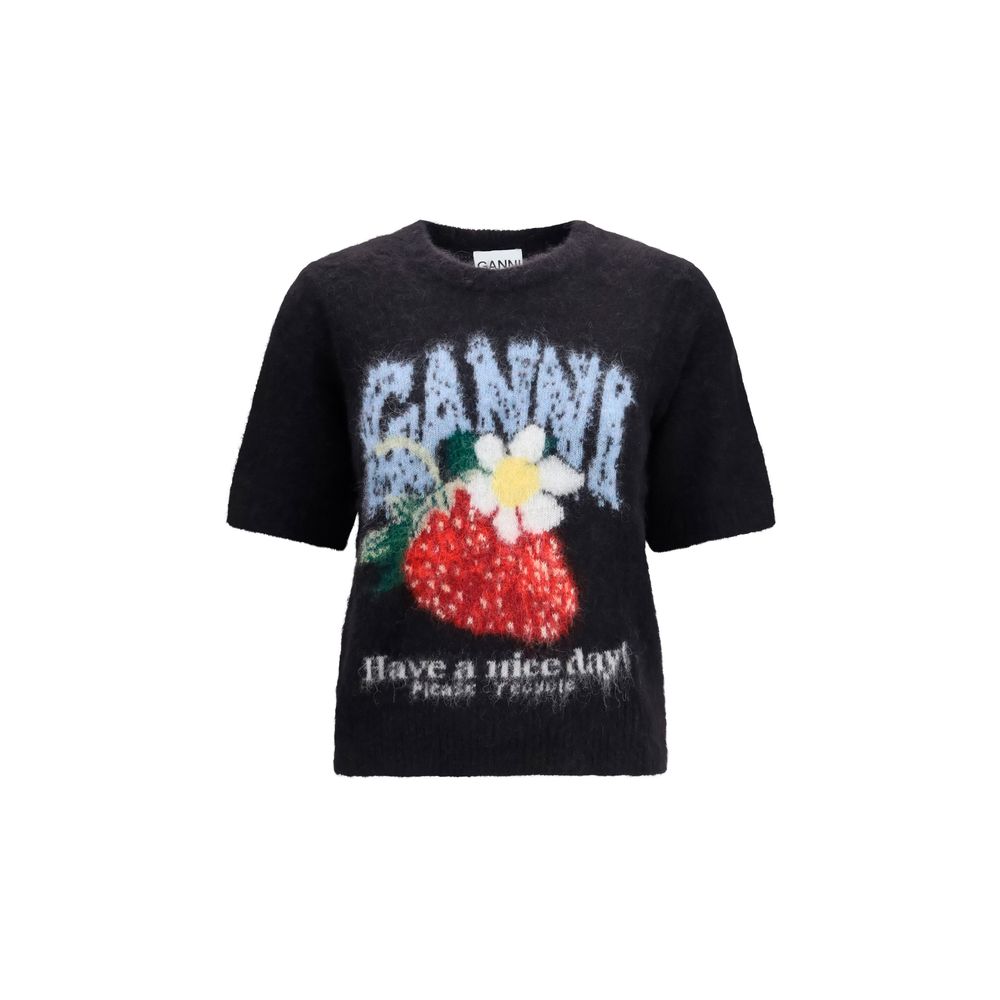 Ganni Black Alpaca Vicugna Pacos T-Shirt Ganni