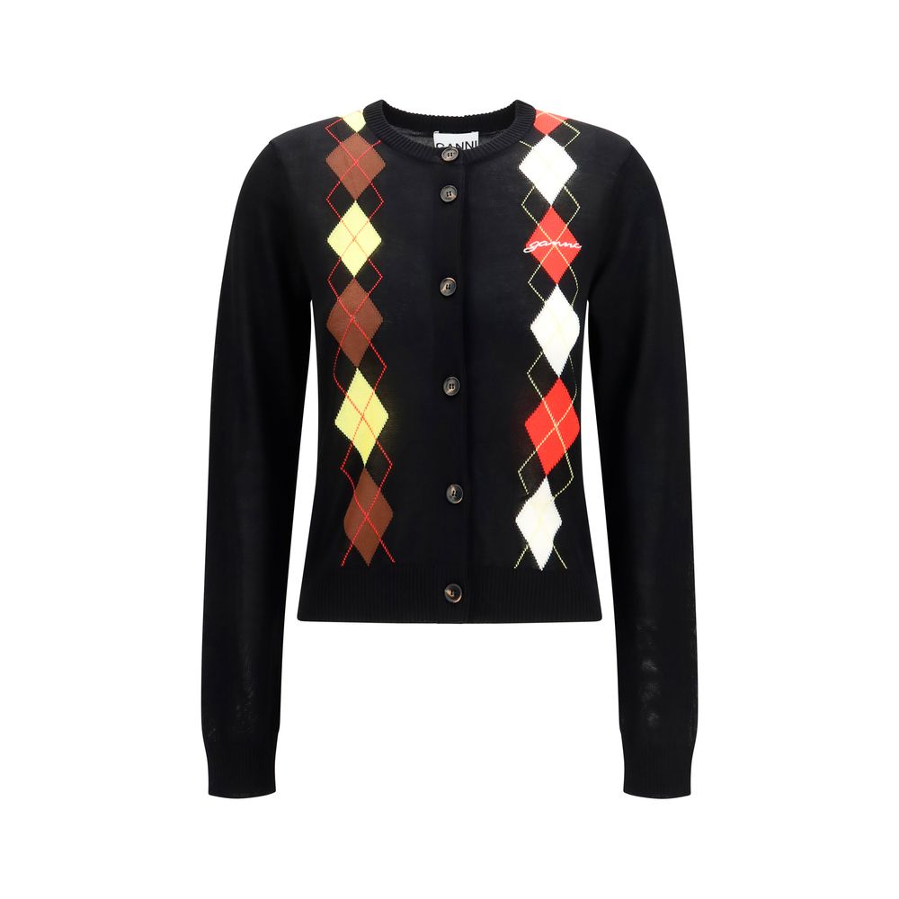 Ganni Black Cotton Cardigan Ganni