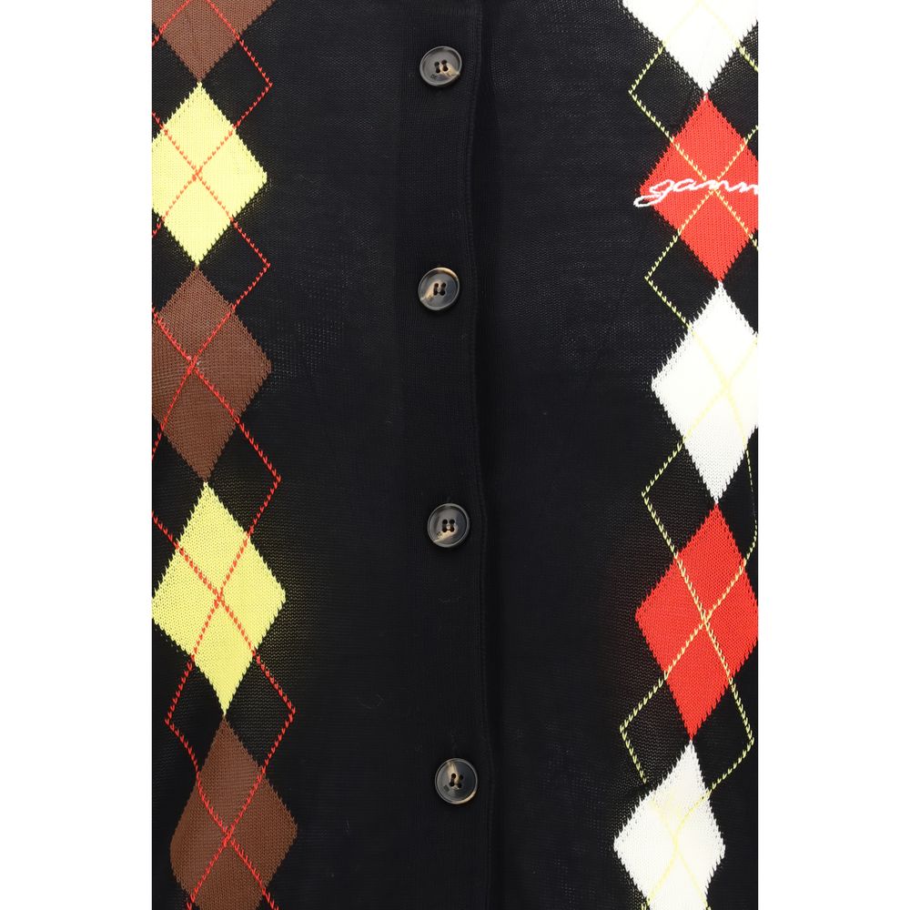 Ganni Black Cotton Cardigan Ganni