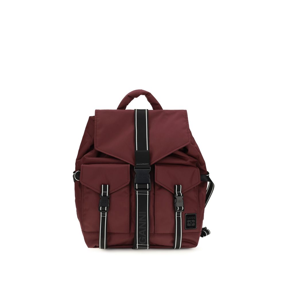 Ganni Bordeaux Recycled Polyamide Backpack Ganni