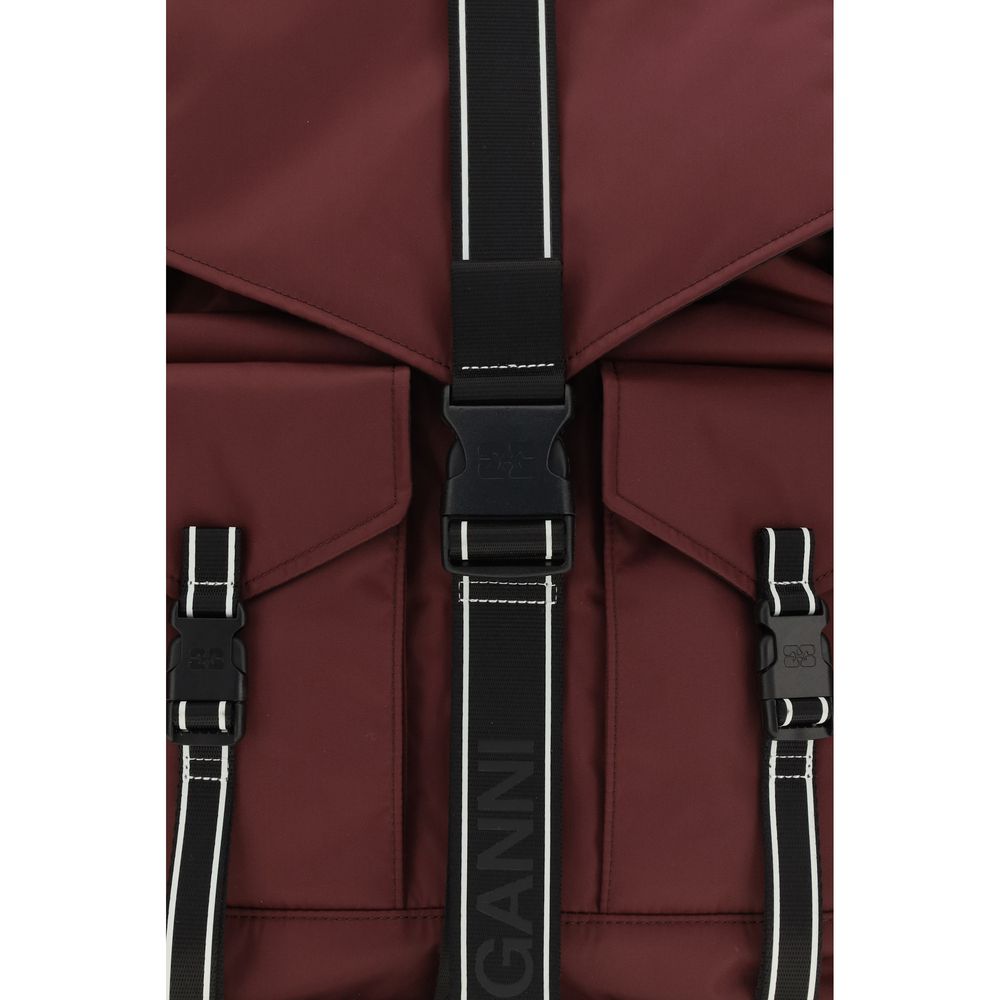 Ganni Bordeaux Recycled Polyamide Backpack Ganni