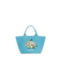 Ganni Blue Recycled Cotton Shoulder Bag Ganni