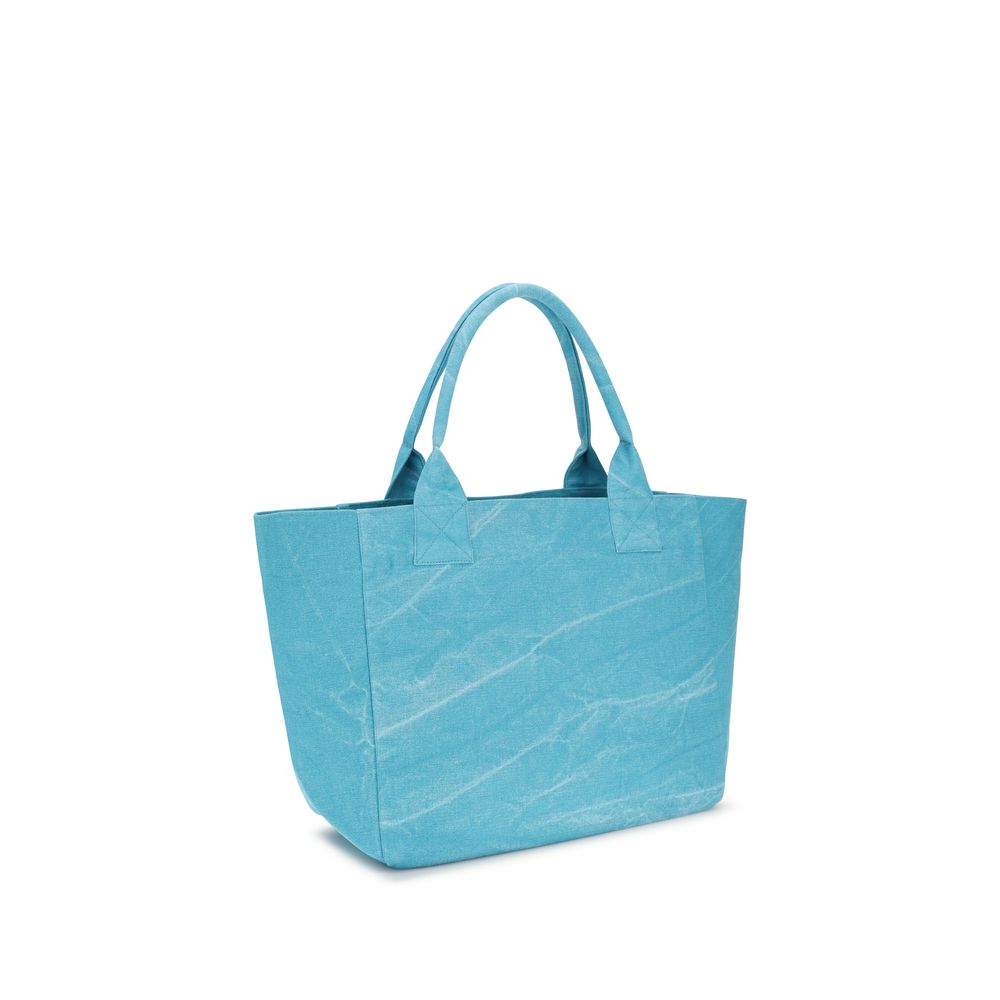 Ganni Blue Recycled Cotton Shoulder Bag Ganni